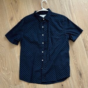 Men's Blue Polka Dot Short Sleeve Button DownShirt